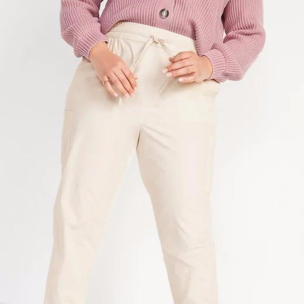 High-Waisted Poplin Tapered Jogger Plus-Size Cargo - Picture 1 of 5